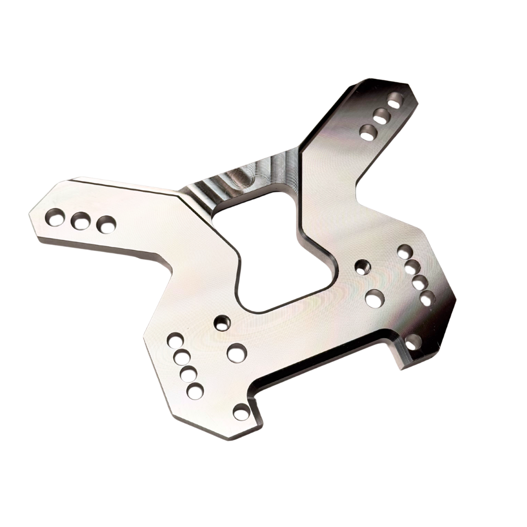 taylor-rc-outlaw-v4-front-shock-tower-raw-silver-angled-view-elevated