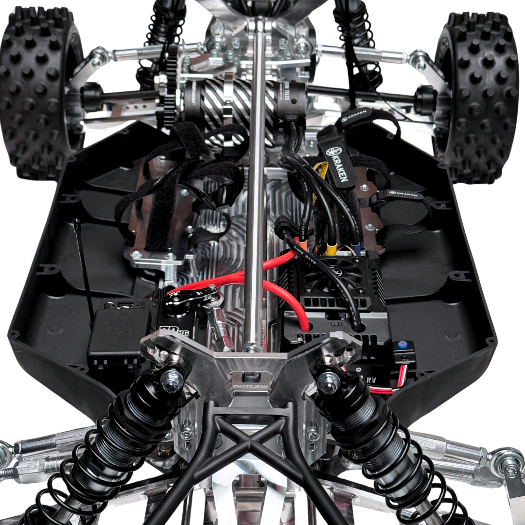 Close-up of a mechanical model with detailed components on a white background