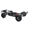 Model of a vehicle chassis with wheels and mechanical components on a white background