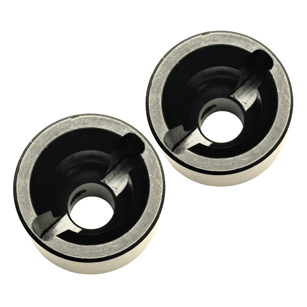 Two circular metal and rubber bushings shown on a plain white background.