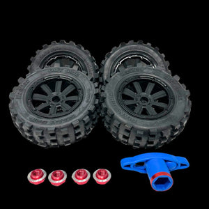 Mad Max Traxxas X-Maxx 190mm Belted Giant Grip Wheel/Tyre set with adaptors