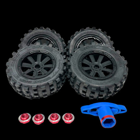 Mad Max Traxxas X-Maxx 190mm Belted Giant Grip Wheel/Tyre set with adaptors