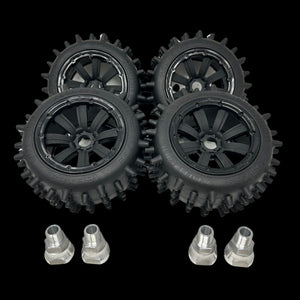 MadMax Super Hog Truck 186mm Spike Wheel/Tyre Set (4) with adaptors