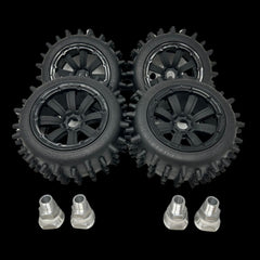 MadMax Super Hog V2 Truck 186mm Spike Wheel/Tyre Set (4) with adaptors