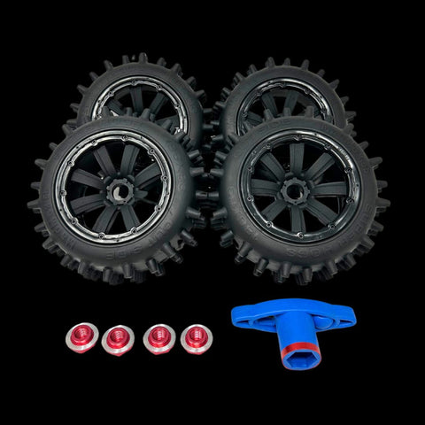 Mad Max Traxxas X-Maxx 186mm Super Hog Spike Wheel/Tyre set with adapt