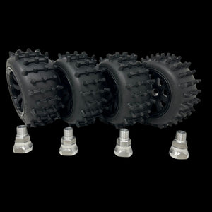 MadMax Super Hog Truck 186mm Spike Wheel/Tyre Set (4) with adaptors