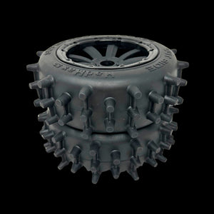 Pair of Mad Max Super Hog Front 186mm Spike Wheel/Tyres (2)