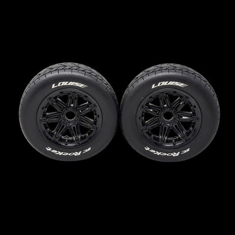 Louise RC Rocket Sport 185mm On-Road Wheels/Tyres 24mm Hex Black (pair)