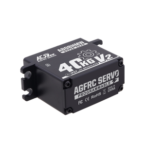 AGFRC servo with branding and specifications on a white background