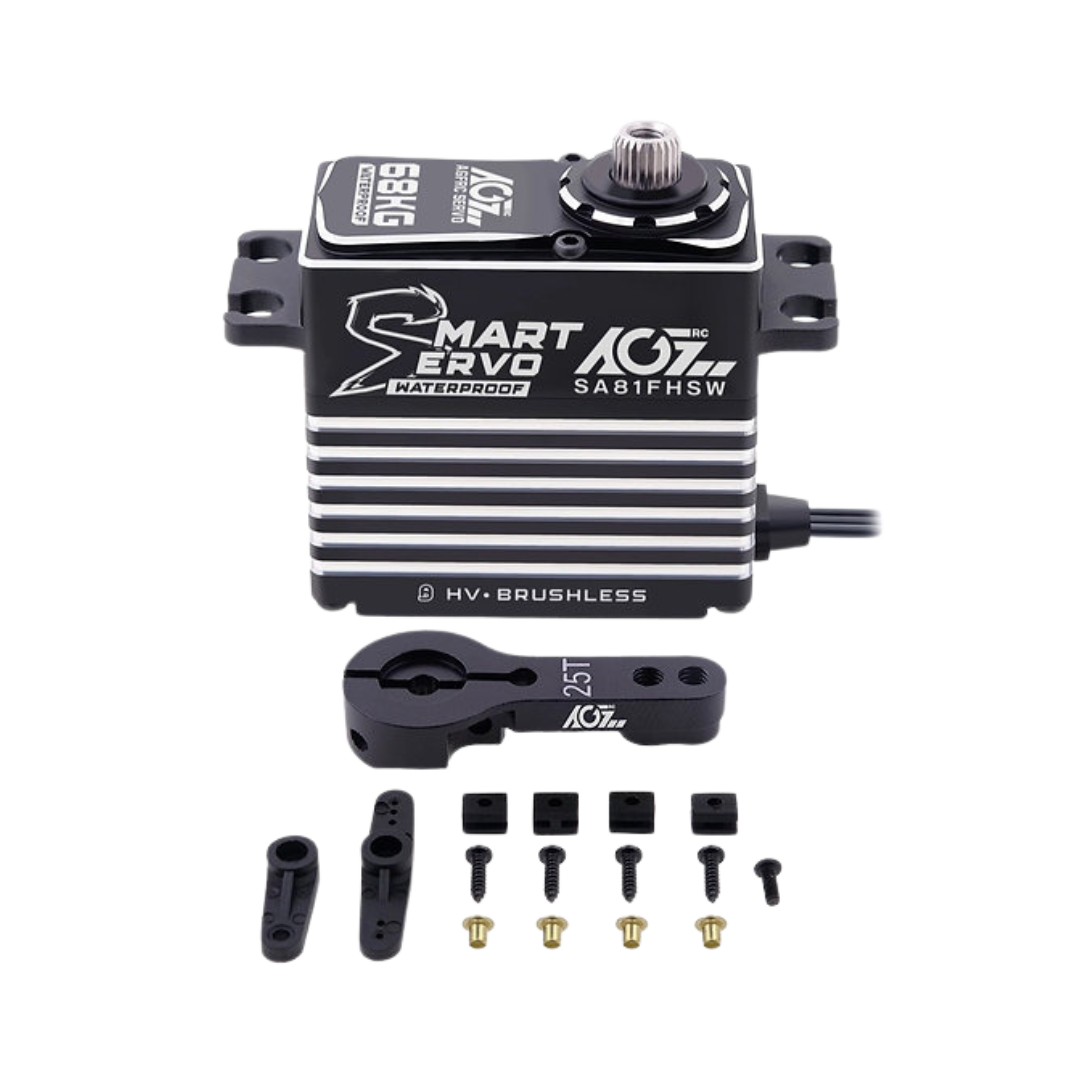 Smart servo with additional parts on a white background