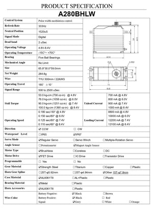 AGFRC Brushless 100KG Billet Servo - A280BHLW
