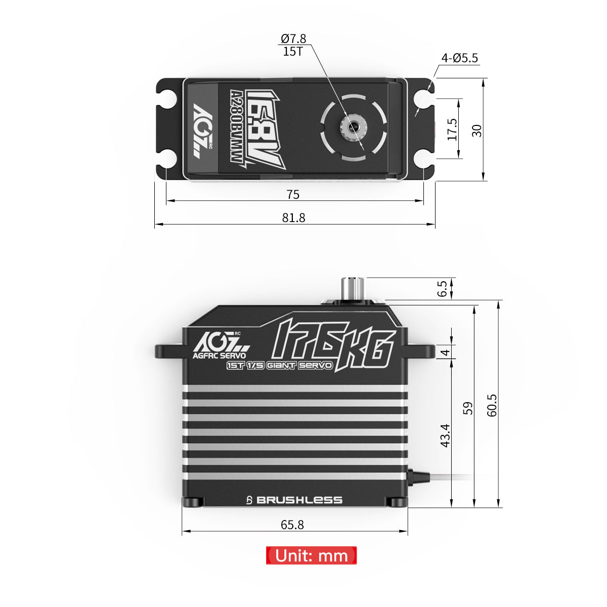 AGFRC Brushless 176KG Billet Servo - A280BVMW