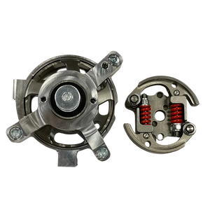 Two shoe clutch components on a white background