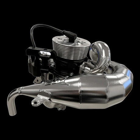 ALX MCD engine with exhaust on a black background