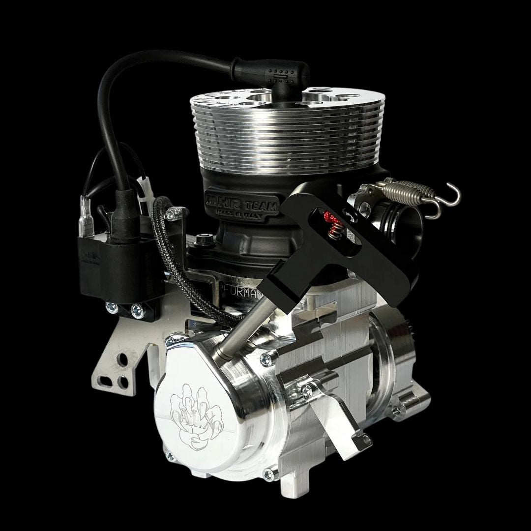 Metallic engine or mechanical component on a black background