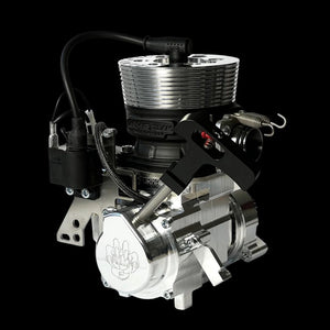 Metallic engine or mechanical component on a black background