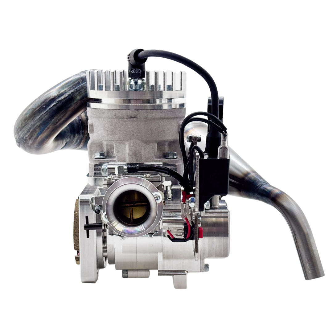 Close-up front view of ALX 85cc Malossi GSR46 GoPed engine kit showing carburettor intake