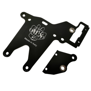 Black metal bracket with 'Made in Italy' text and logo on a white background