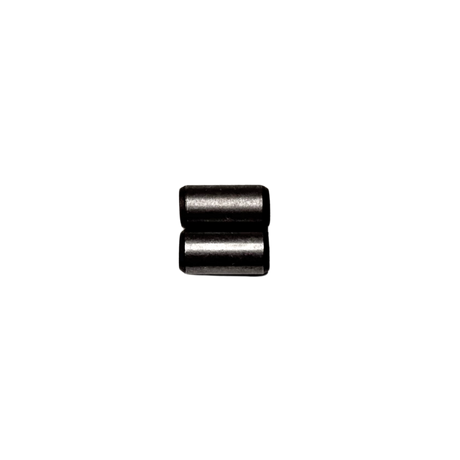 ALX crank case dowel set, 2 pieces, raw silver steel dowel pins shown front-on