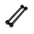Two black metal rods with spherical ends on a white background