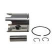 Mechanical components including a cylindrical metal part and two spring washers on a white background