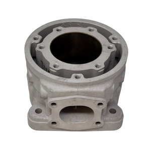 Metal engine cylinder block on a white background