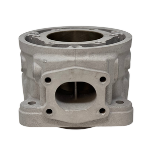 Metal engine cylinder component on a white background