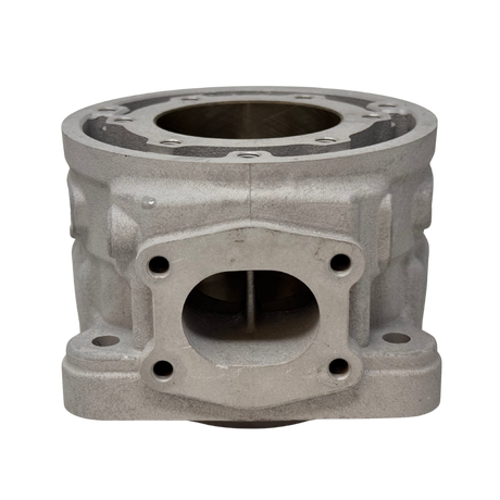 Metal engine cylinder component on a white background