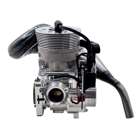 Front view of ALX Performante 71cc Malossi GSR46 GoPed engine kit showing carburettor intake