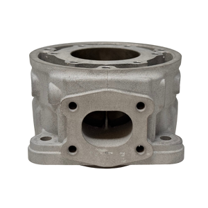 Metal engine cylinder head on a white background