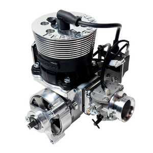 Engine block with various components on a white background