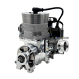 Engine block with various components on a white background