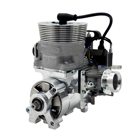 Engine block with various components on a white background