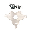 Metal mounting plate with screws on a white background