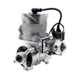 Engine block with various components on a white background