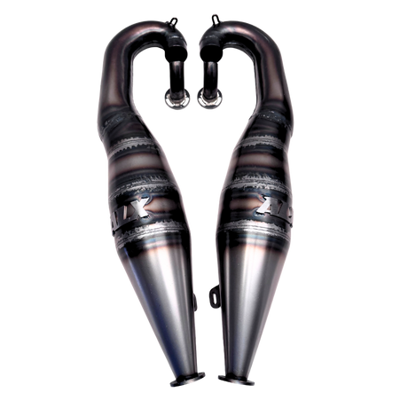 Pair of exhaust pipes on a white background