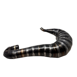 Black and silver curved exhaust with 'DRP' branding on a white background