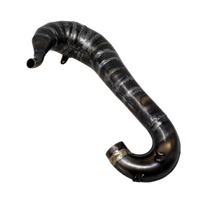 Black curved metal pipe on a white background