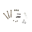 Set of screws, bolts, and washers on a white background