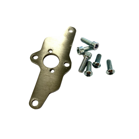 Metal bracket with screws on a white background