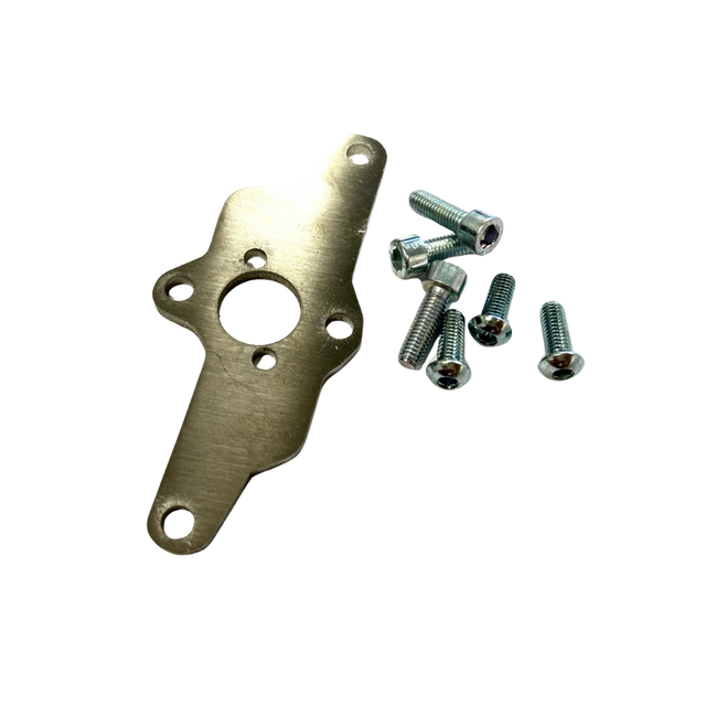 Metal bracket with screws on a white background