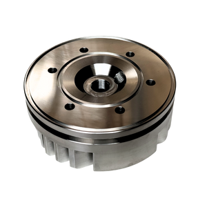 Metallic flywheel on a white background