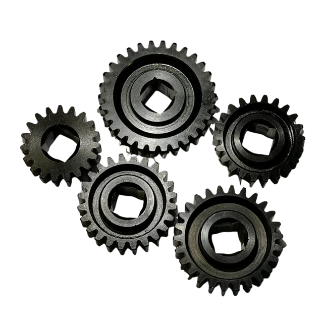 Set of black gears on a white background