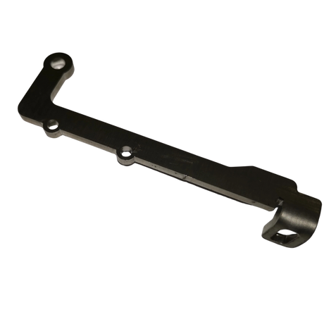 Black metal bracket on a white background