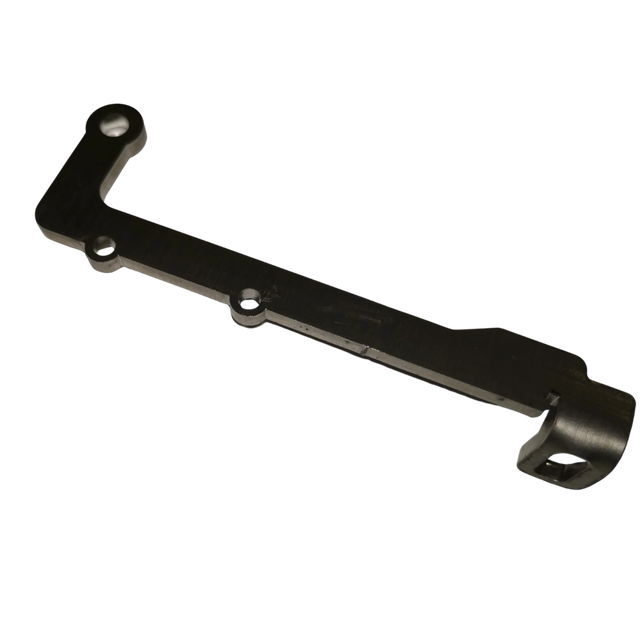 Black metal bracket on a white background