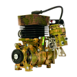 Camouflage-patterned engine on a white background