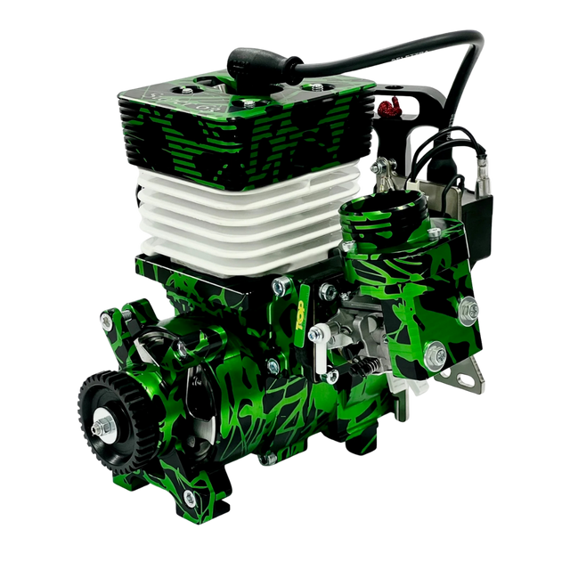 Green and black engine on a white background