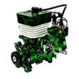 Green and black engine on a white background