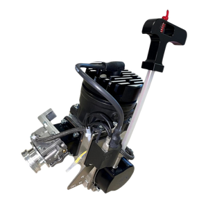 Mechanical device with various components on a black background