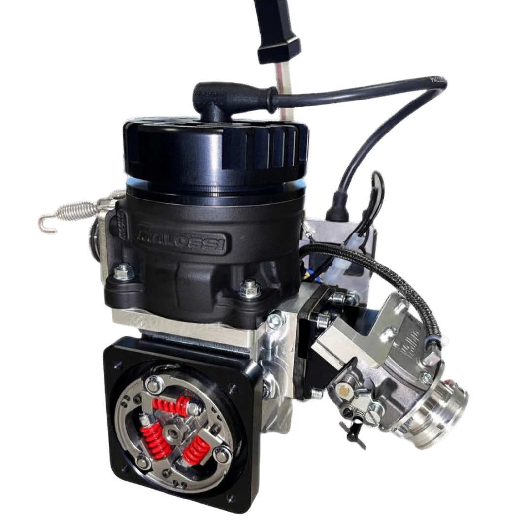 Black throttle body with visible brand name on a black background